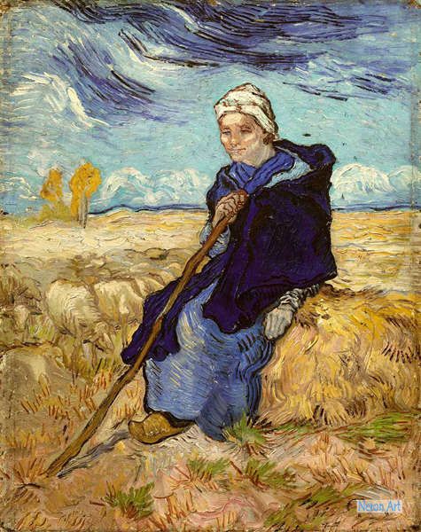 Dipinti Umani Quadro Dipinto ad Olio - Van Gogh - Dipinti Personalizzati di  grandi dimensioni - La Pastorella Dopo Millet
