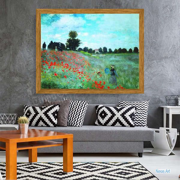 風景 絵画 有名な絵画の手描きのコピー - クロード・モネ（Claude Monet） - 大型カスタム絵画 - ポピー 畑