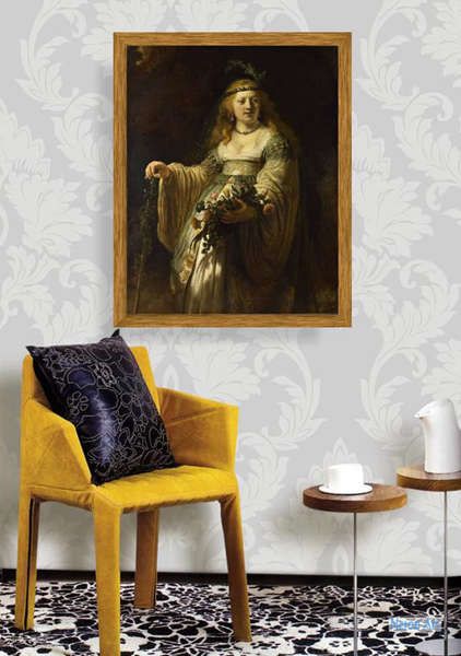 肖像 絵画 複製名画（複製画・レプリカ絵画） レンブラント・ハルメンソーン・ファン・レイン（Rembrandt Harmenszoon van  Rijn） 大型カスタム絵画 アルカディアのコスチュームでサスキア・ファン・オイレンブルフ
