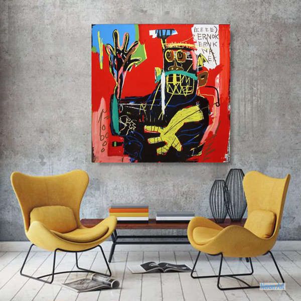グラフィティアート 絵画 手描きのアート複製キャンバス ジャン ミシェル バスキア Jean Michel Basquiat 大型カスタム絵画 エルノック